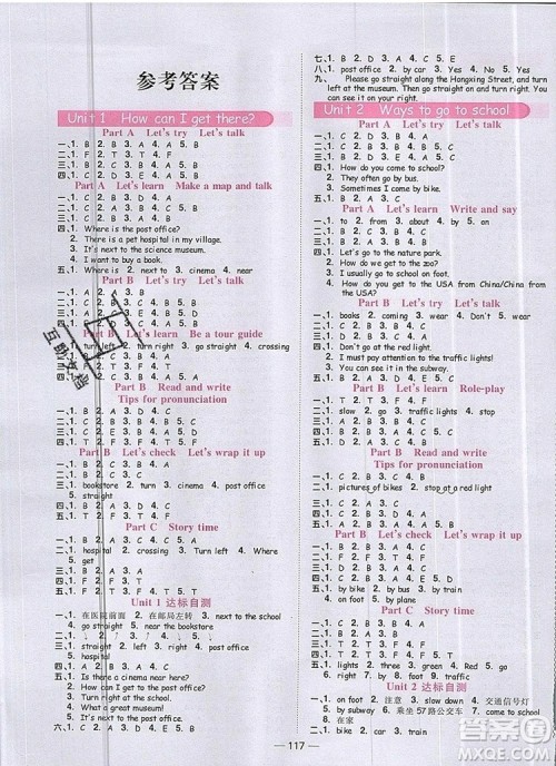 2019年阳光同学课时优化作业六年级英语上册人教版参考答案 2019年阳光同学课时优化作业六年级英语上册人教版参考答案