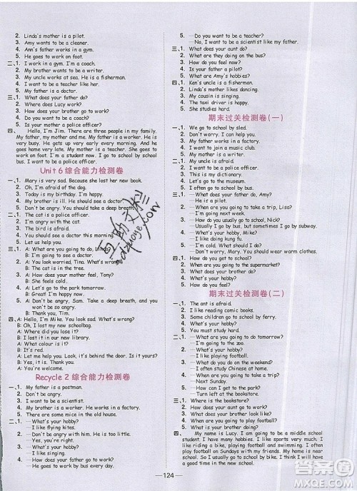 2019年阳光同学课时优化作业六年级英语上册人教版参考答案 2019年阳光同学课时优化作业六年级英语上册人教版参考答案