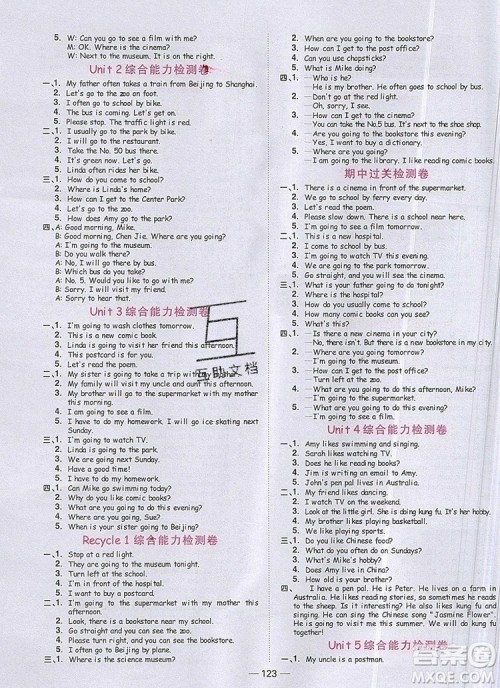 2019年阳光同学课时优化作业六年级英语上册人教版参考答案 2019年阳光同学课时优化作业六年级英语上册人教版参考答案