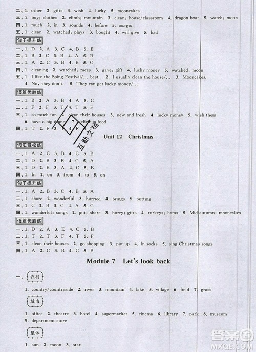 2019年阳光同学课时优化作业六年级英语上册教科版参考答案 2019年阳光同学课时优化作业六年级英语上册教科版参考答案