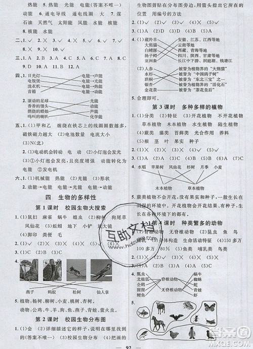 2019年阳光同学课时优化作业六年级科学上册教科版参考答案 2019年阳光同学课时优化作业六年级科学上册教科版参考答案