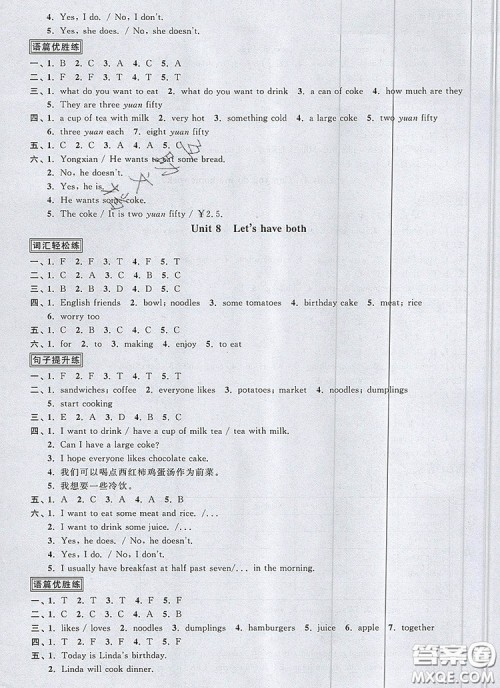2019年阳光同学课时优化作业五年级英语上册教科版参考答案 2019年阳光同学课时优化作业五年级英语上册教科版参考答案