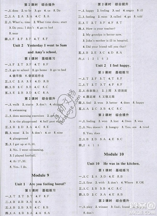 2019年阳光同学课时优化作业五年级英语上册外研版参考答案 2019年阳光同学课时优化作业五年级英语上册外研版参考答案