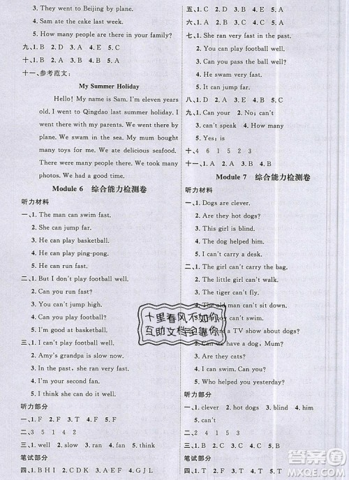 2019年阳光同学课时优化作业五年级英语上册外研版参考答案 2019年阳光同学课时优化作业五年级英语上册外研版参考答案
