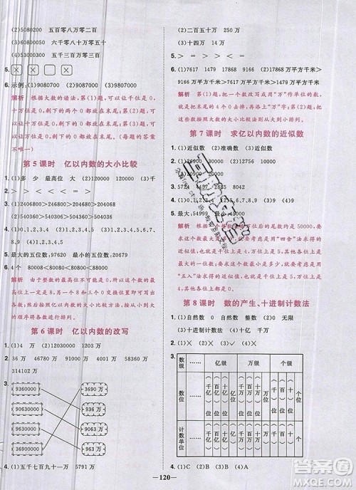 2019年阳光同学课时优化作业四年级数学上册人教版参考答案