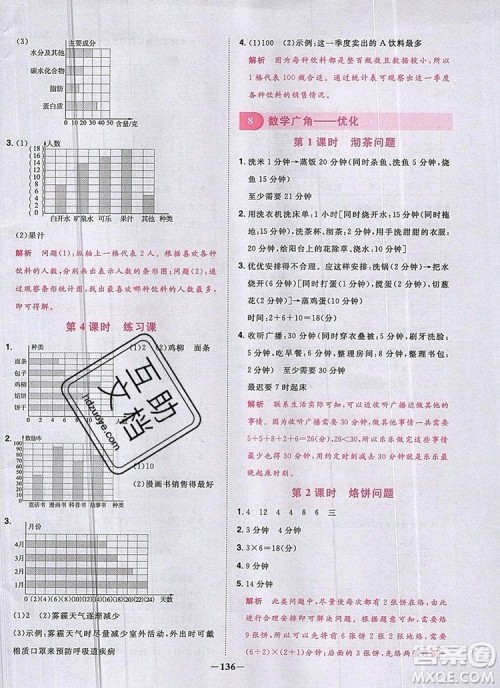 2019年阳光同学课时优化作业四年级数学上册人教版参考答案
