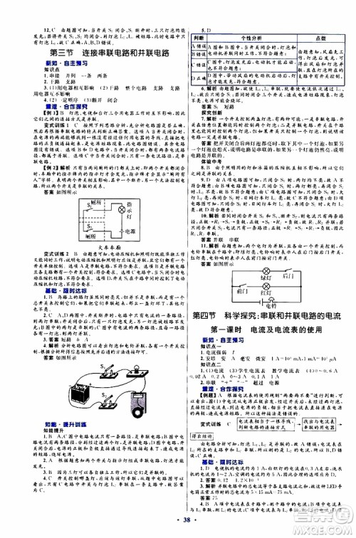 2019年初中同步测控优化设计九年级全一册物理沪科版参考答案