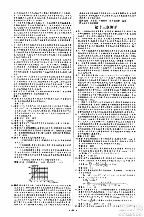 2019年初中同步测控优化设计九年级全一册物理沪科版参考答案