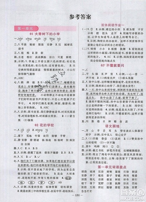 2019年阳光同学课时优化作业三年级语文上册人教版参考答案 2019年阳光同学课时优化作业三年级语文上册人教版参考答案