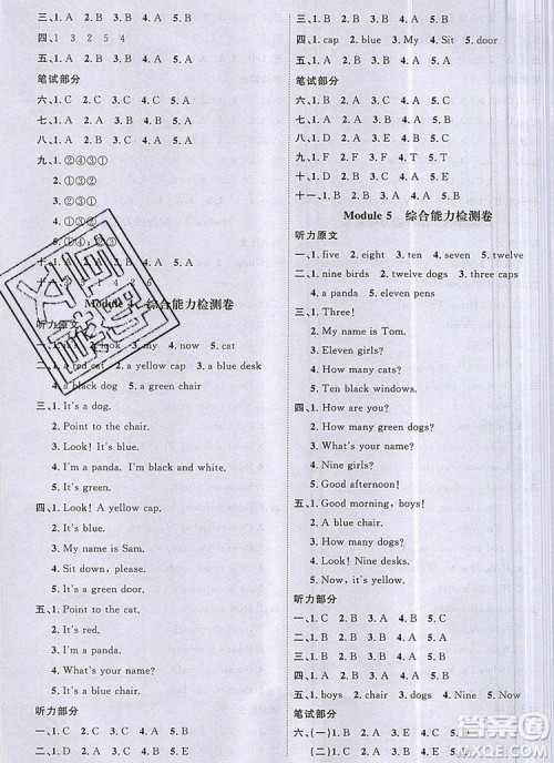 2019年阳光同学课时优化作业三年级英语上册外研版参考答案