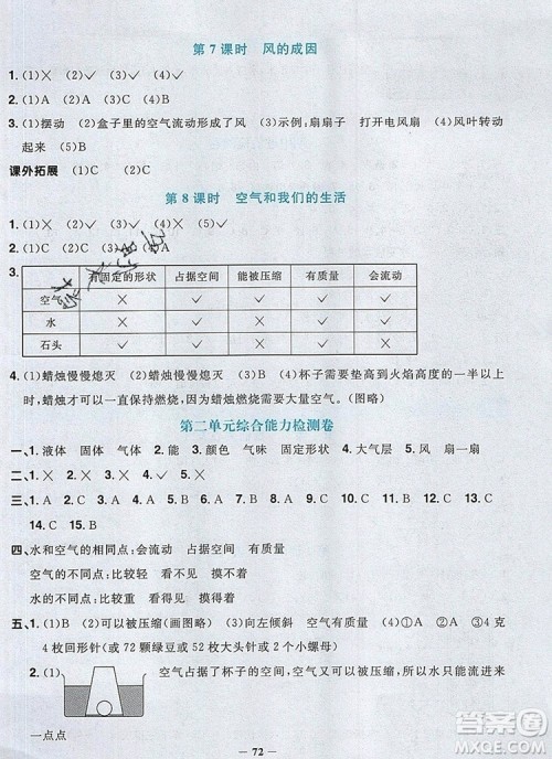 2019年阳光同学课时优化作业三年级科学上册教科版参考答案 2019年阳光同学课时优化作业三年级科学上册教科版参考答案
