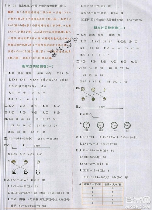 2019年阳光同学课时优化作业二年级数学上册人教版参考答案 2019年阳光同学课时优化作业二年级数学上册人教版参考答案
