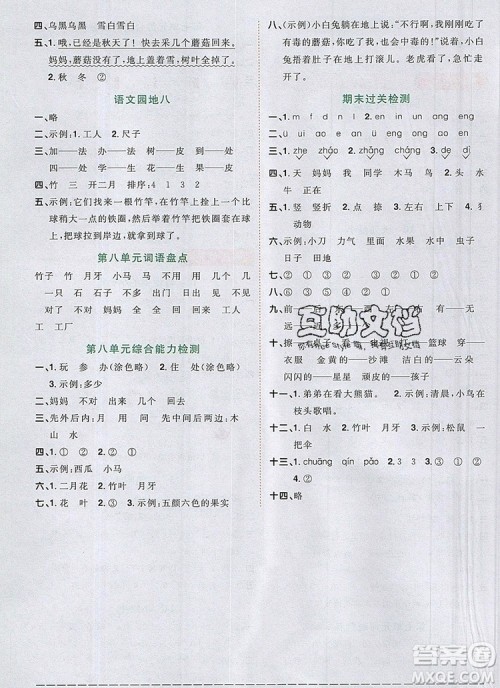 2019年阳光同学课时优化作业一年级语文上册人教版参考答案 2019年阳光同学课时优化作业一年级语文上册人教版参考答案