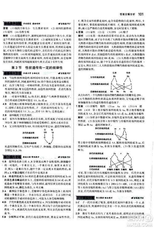 曲一线2020版5年中考3年模拟初中生物八年级上册全练版北师大版参考答案