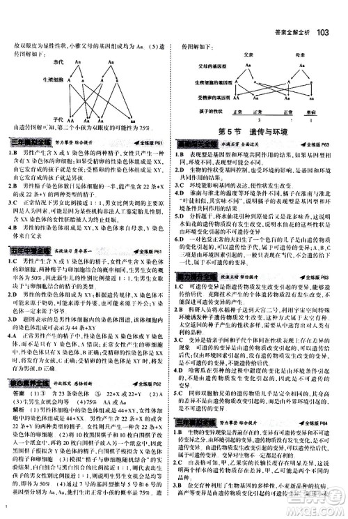 曲一线2020版5年中考3年模拟初中生物八年级上册全练版北师大版参考答案