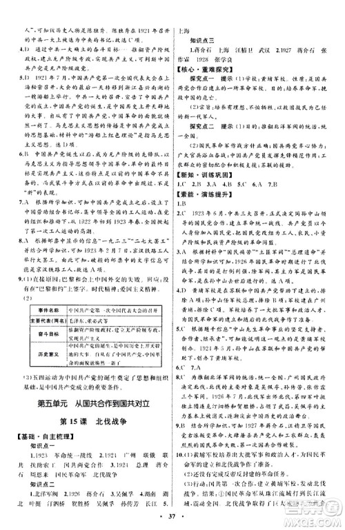 2019年初中同步学习目标与检测历史八年级上册人教版参考答案 2019年初中同步学习目标与检测历史八年级上册人教版参考答案