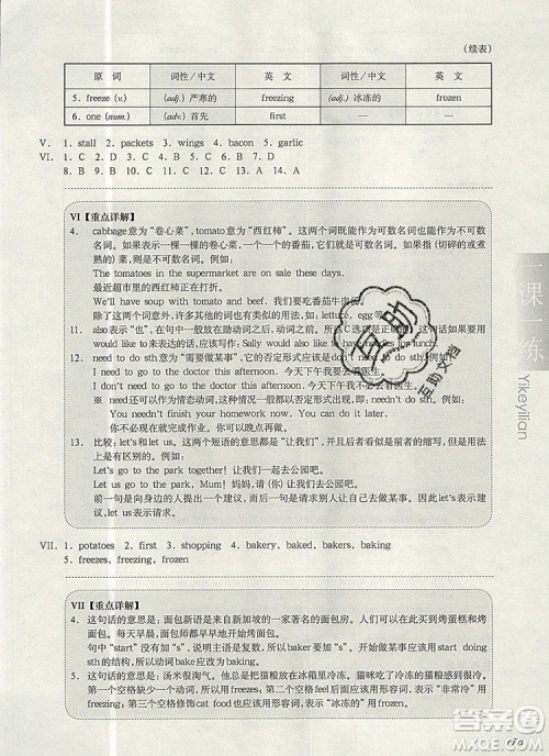 2019年华东师大版一课一练六年级英语第一学期N版增强版参考答案 2019年华东师大版一课一练六年级英语第一学期N版增强版参考答案