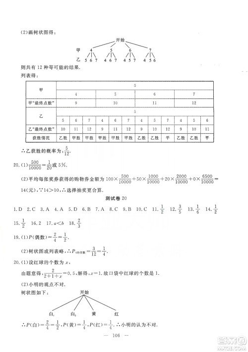 湖北教育出版社2019黄冈测试卷九年级数学上册答案