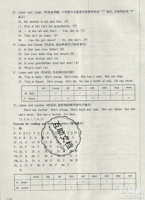 2019年华东师大版一课一练二年级英语第一学期N版参考答案