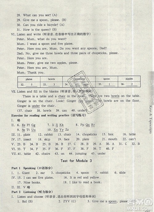 2019年华东师大版一课一练二年级英语第一学期N版参考答案