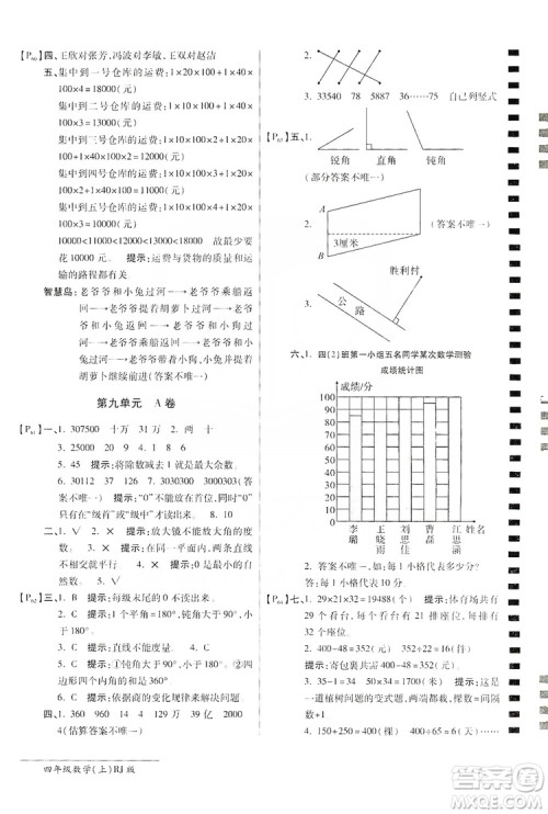 万向思维2019年秋最新AB卷小学四年级数学上册人教版答案