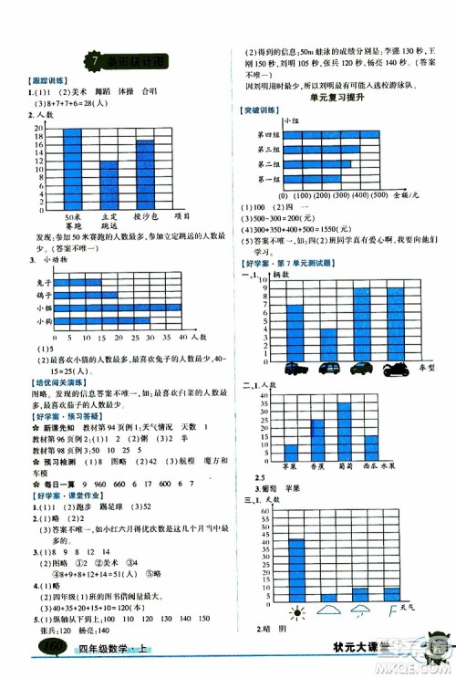 状元成才路2019年状元大课堂好学案四年级数学上人教版参考答案