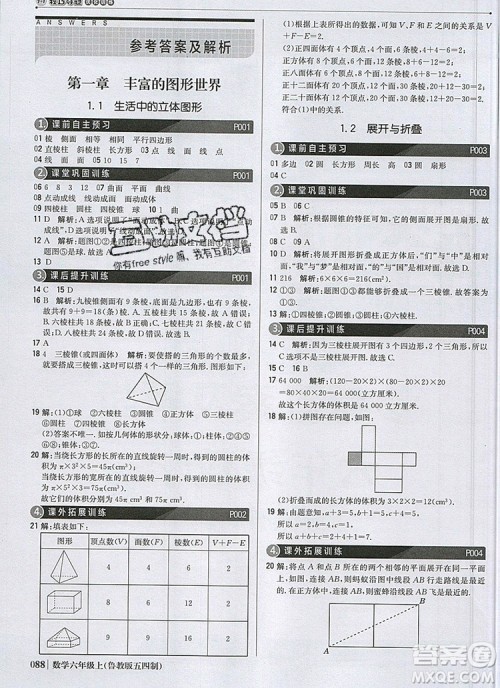 2019年1加1轻巧夺冠优化训练六年级数学上册鲁教版五四制银版参考答案 2019年1加1轻巧夺冠优化训练六年级数学上册鲁教版五四制银版参考答案
