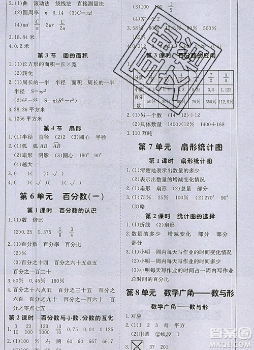 2019年1加1轻巧夺冠课堂直播六年级数学上册人教版参考答案 2019年1加1轻巧夺冠课堂直播六年级数学上册人教版参考答案