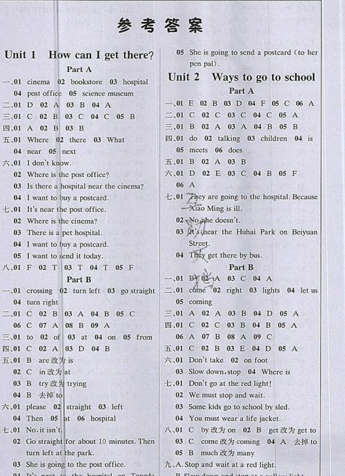 2019年1加1轻巧夺冠课堂直播六年级英语上册人教PEP版参考答案 2019年1加1轻巧夺冠课堂直播六年级英语上册人教PEP版参考答案