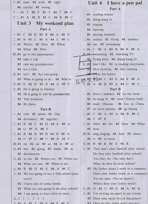 2019年1加1轻巧夺冠课堂直播六年级英语上册人教PEP版参考答案 2019年1加1轻巧夺冠课堂直播六年级英语上册人教PEP版参考答案