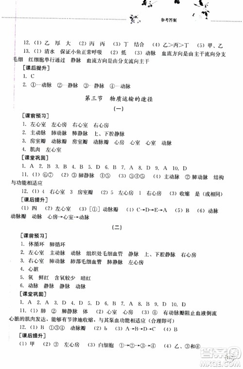 山东大学出版社2019年初中课堂同步训练七年级上册生物学参考答案 山东大学出版社2019年初中课堂同步训练七年级上册生物学参考答案