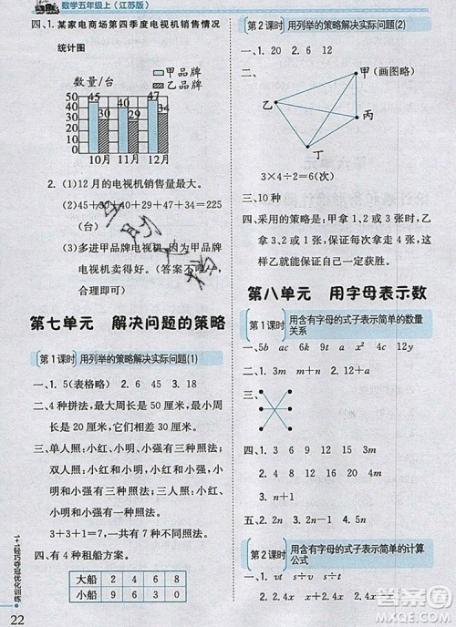 2019年1加1轻巧夺冠优化训练五年级数学上册江苏版银版参考答案 2019年1加1轻巧夺冠优化训练五年级数学上册江苏版银版参考答案