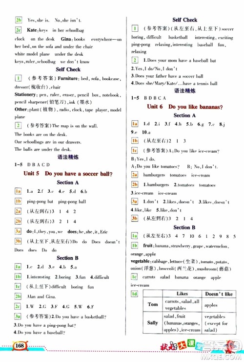 状元成才路2019年状元大课堂导学案标准本七年级英语上R人教版参考答案