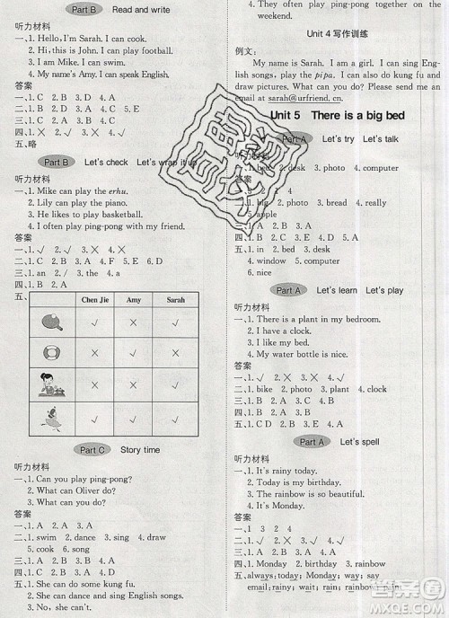 2019年1加1轻巧夺冠优化训练五年级英语上册人教PEP版参考答案 2019年1加1轻巧夺冠优化训练五年级英语上册人教PEP版参考答案
