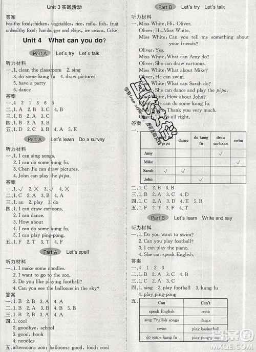 2019年1加1轻巧夺冠优化训练五年级英语上册人教PEP版参考答案 2019年1加1轻巧夺冠优化训练五年级英语上册人教PEP版参考答案