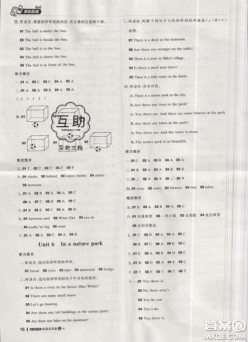 2019年1加1轻巧夺冠课堂直播五年级英语上册人教版参考答案