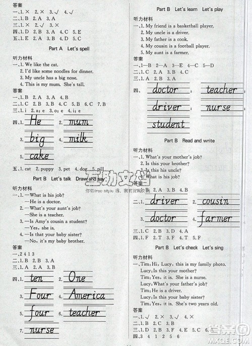2019年1加1轻巧夺冠优化训练四年级英语上册人教PEP版参考答案 2019年1加1轻巧夺冠优化训练四年级英语上册人教PEP版参考答案