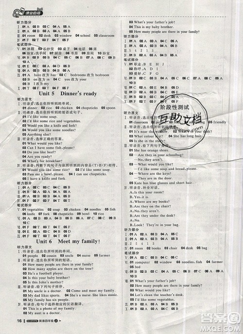 2019年1加1轻巧夺冠课堂直播四年级英语上册人教版参考答案 2019年1加1轻巧夺冠课堂直播四年级英语上册人教版参考答案