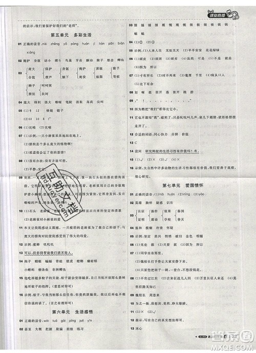 2019年1加1轻巧夺冠课堂直播四年级语文上册人教版参考答案