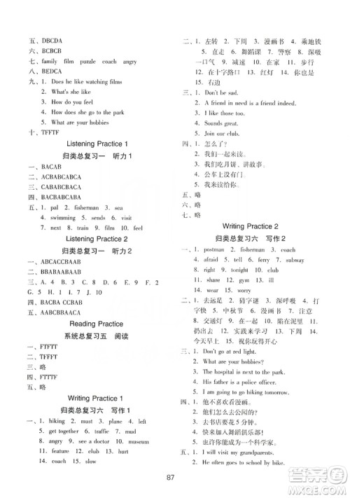 2019云南名校名卷期末冲刺100分六年级英语人教版PEP答案