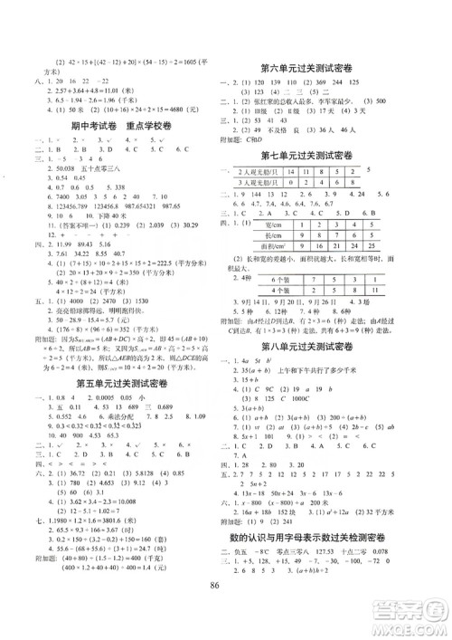 68所名校图书2019秋期末冲刺100分完全试卷五年级数学上册江苏教育版答案 68所名校图书2019秋期末冲刺100分完全试卷五年级数学上册江苏教育版答案