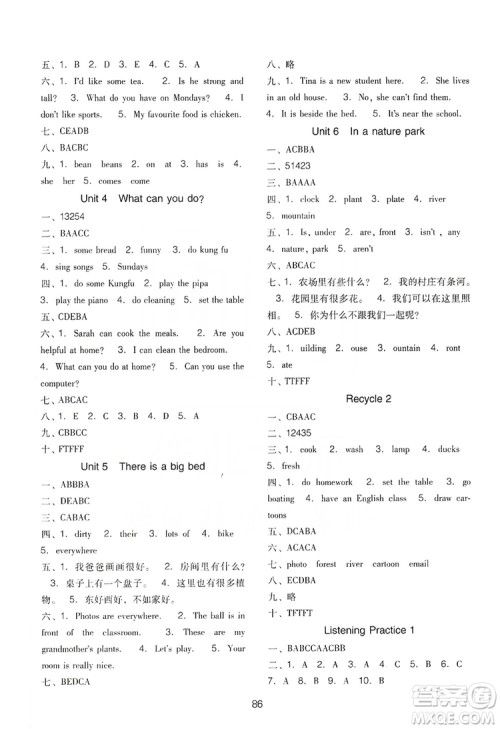2019云南名校名卷期末冲刺100分五年级英语人教版PEP答案 2019云南名校名卷期末冲刺100分五年级英语人教版PEP答案