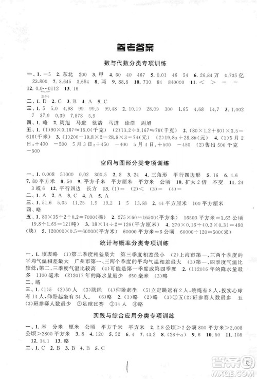 2019期末冲刺满分卷五年级数学上册江苏版适用答案