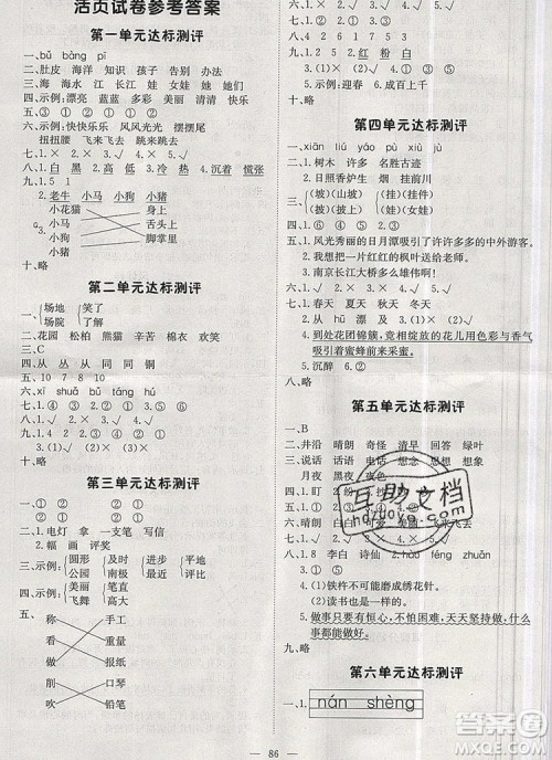 2019年1加1轻巧夺冠优化训练二年级语文上册人教版参考答案 2019年1加1轻巧夺冠优化训练二年级语文上册人教版参考答案