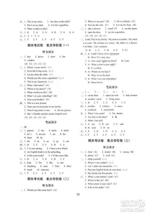 68所名校图书2019秋期末冲刺100分完全试卷四年级英语上册人教PEP版全新版答案