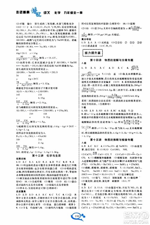 2019新版走进重高培优讲义化学九年级全一册人教版参考答案 2019新版走进重高培优讲义化学九年级全一册人教版参考答案