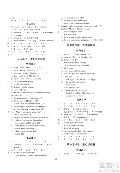 68所名校图书2019秋期末冲刺100分完全试卷五年级英语上册人教PEP版全新版答案