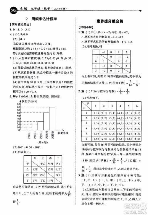 2019年荣德基特高级教师点拨数学九年级上BS版北师版参考答案 2019年荣德基特高级教师点拨数学九年级上BS版北师版参考答案
