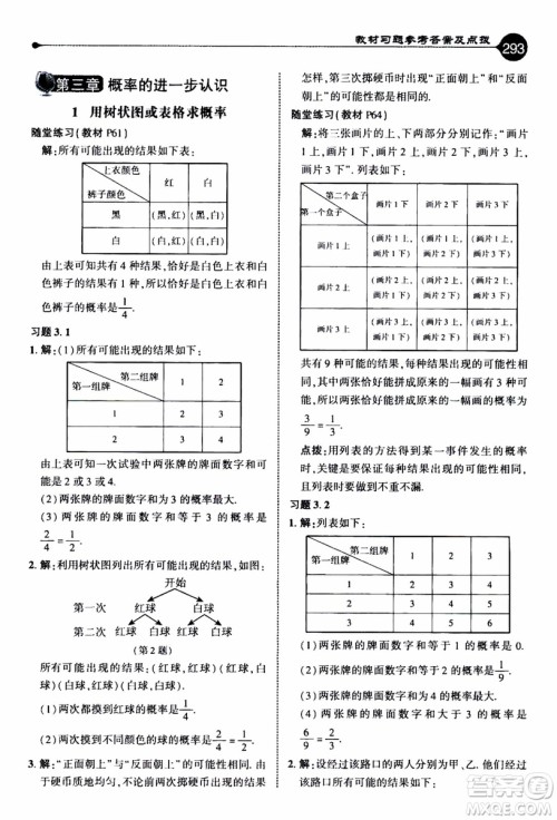 2019年荣德基特高级教师点拨数学九年级上BS版北师版参考答案 2019年荣德基特高级教师点拨数学九年级上BS版北师版参考答案