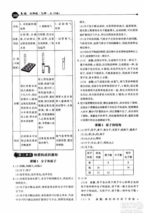2019年荣德基特高级教师点拨化学九年级上R版人教版参考答案 2019年荣德基特高级教师点拨化学九年级上R版人教版参考答案